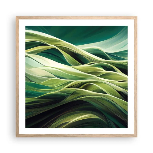 Poszter világos tölgy keretben - Egy absztrakt zöldjáték - 60x60 cm