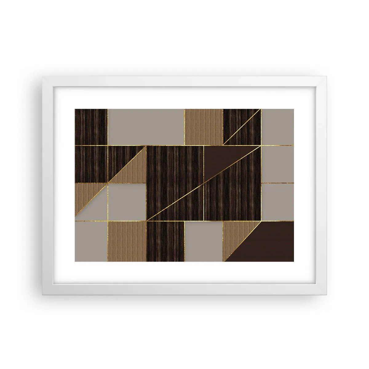 Poszter fekete keretben - Barna és arany mozaik - 40x30 cm
