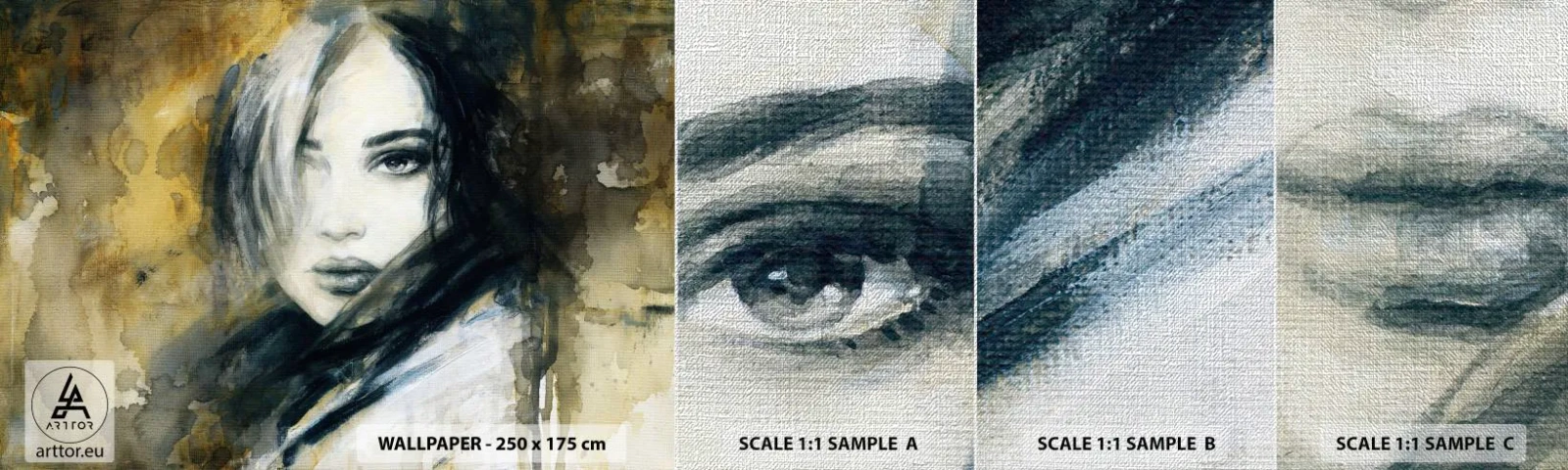 Fotótapéta Minta Premium Canvas - ártatlanabb vagy érzékibb? - Egy nő portréja, Női Arc, Grafika - 100x30 cm