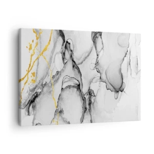 Vászonkép - Absztrakt fekete-fehér minták arany díszítéssel - 70x50cm - Arany motívumú kompozíció - Modern fali dekoráció nappalihoz és hálószobához ARTTOR