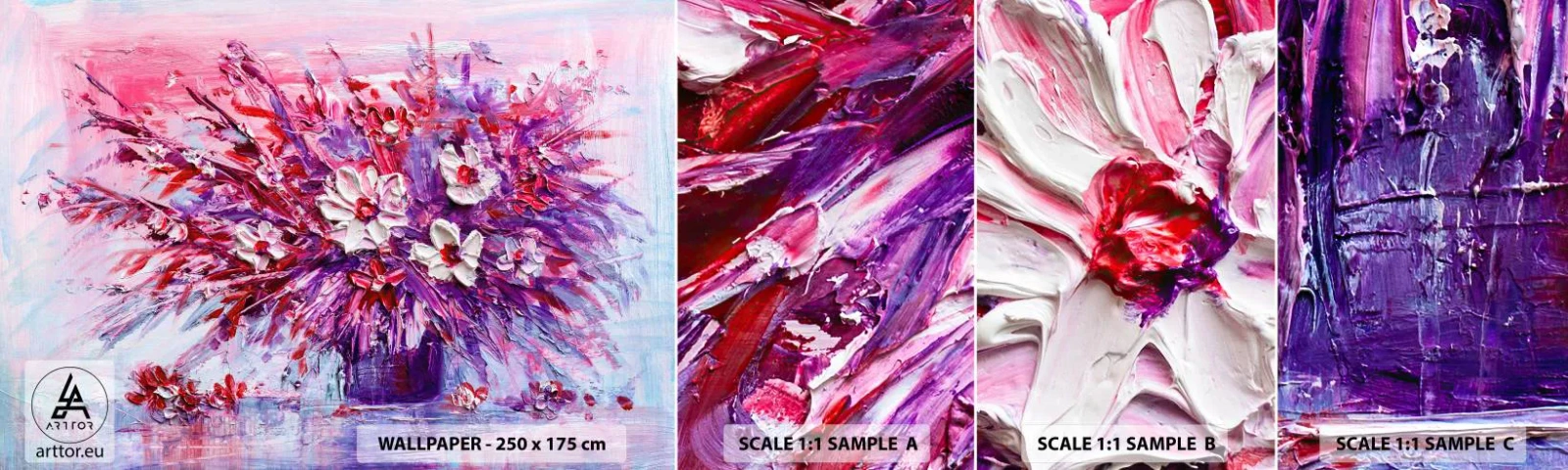 Fotótapéta Minta Öntapadós Deluxe Sticker - Ártatlanság és szenvedély - Virágok, Csokor virág, Kert - 100x30 cm