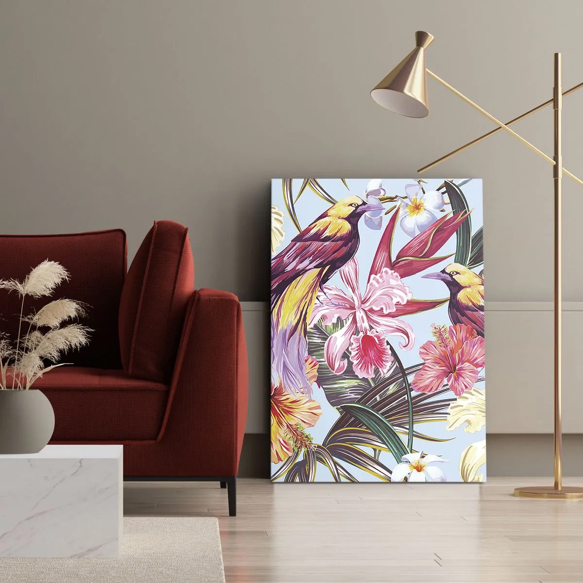 Vászonkép - Szirmok és tollak - 50x70 cm