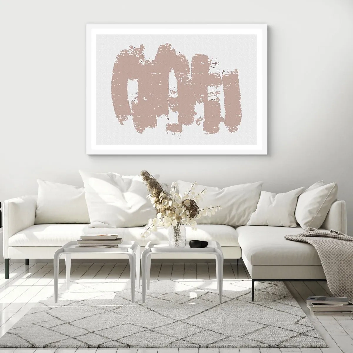 Poszter fekete keretben - Absztrakció lágy rózsaszínben - 91x61 cm