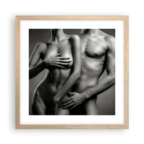 Poszter világos tölgy keretben - Ádám és Éva - 40x40 cm