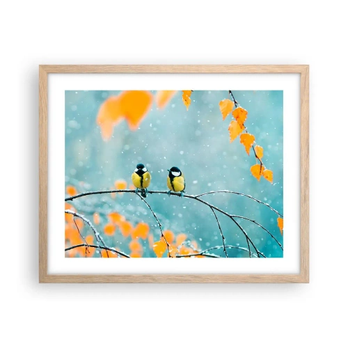 Poszter világos tölgy keretben - Madárpletykák - 50x40 cm