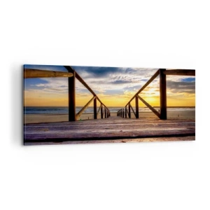 Vászonkép - Egyenesen a csendes tengerpartra naplementekor - 100x40 cm
