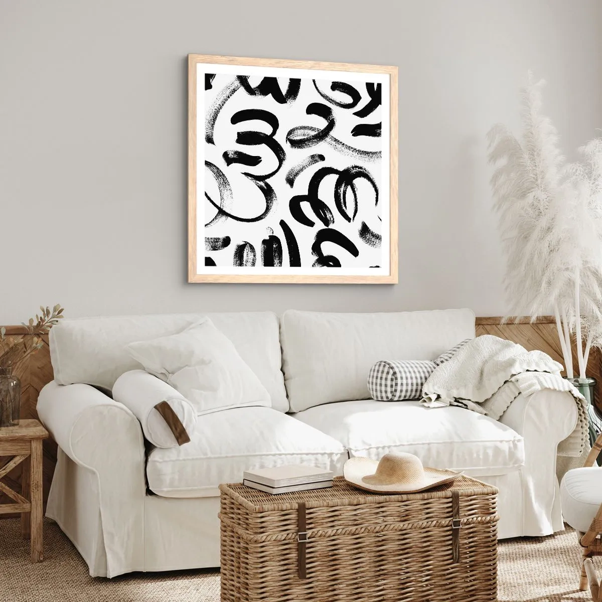 Poszter világos tölgy keretben - Feketén-fehéren - 50x50 cm