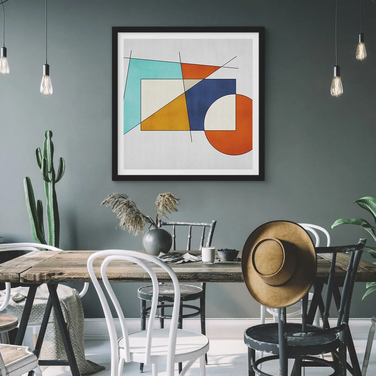 Poszter fehér keretben - Absztrakció: modernista szórakozás - 50x50 cm