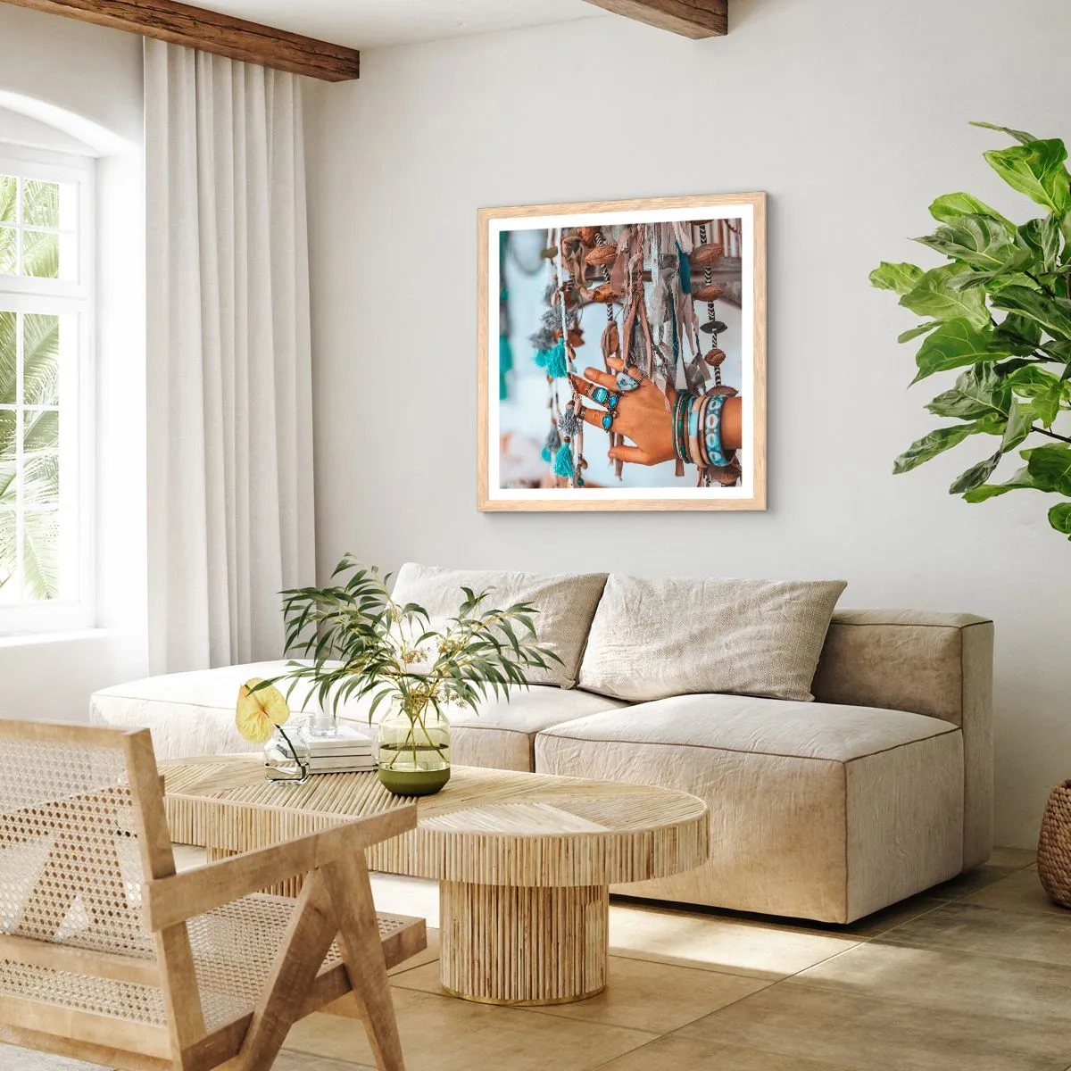 Poszter világos tölgy keretben - Helyi kincsek - 50x50 cm