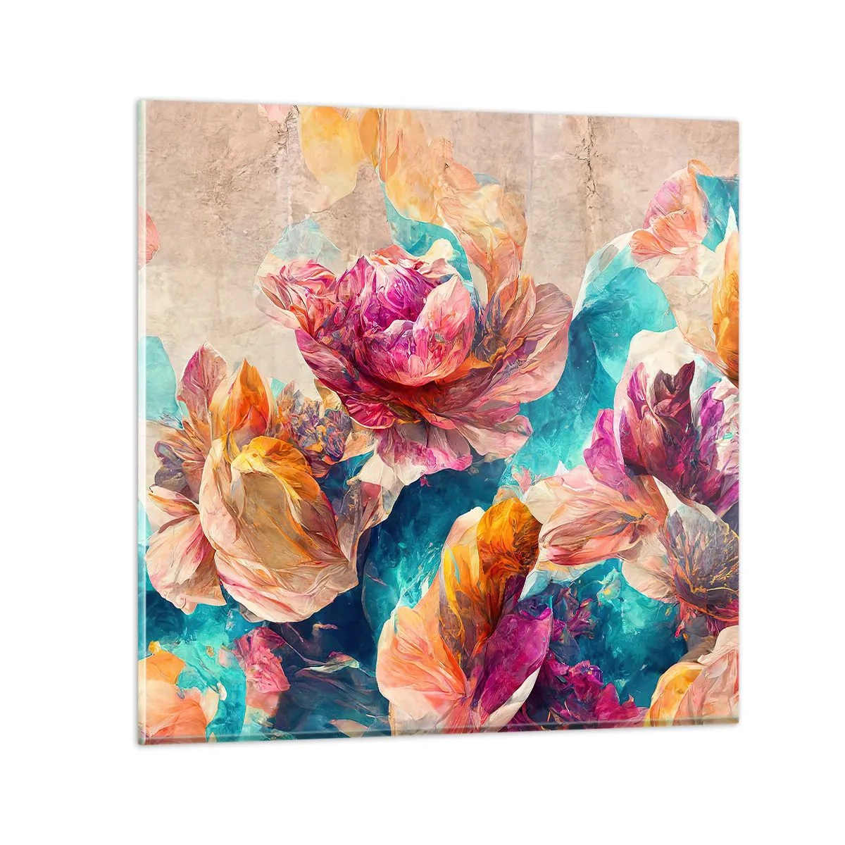Üveg kép - Egy csokor színes pompája - 30x30 cm