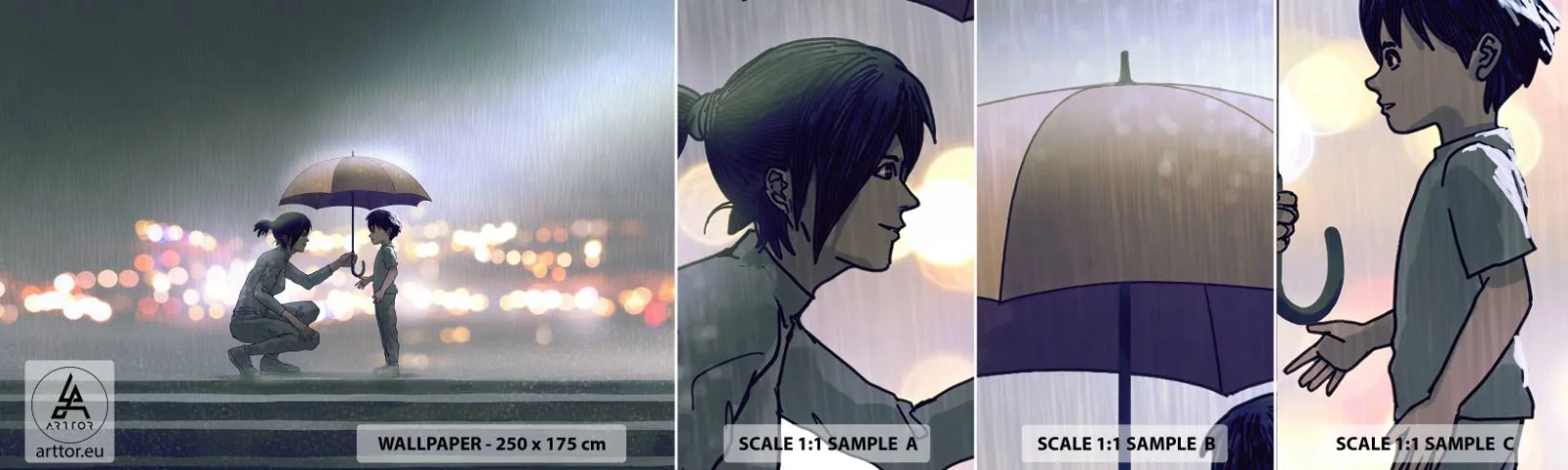 Fotótapéta Minta Standard Eco - És most minden rendben - Gyerekeknek, Család, Esernyő - 100x30 cm