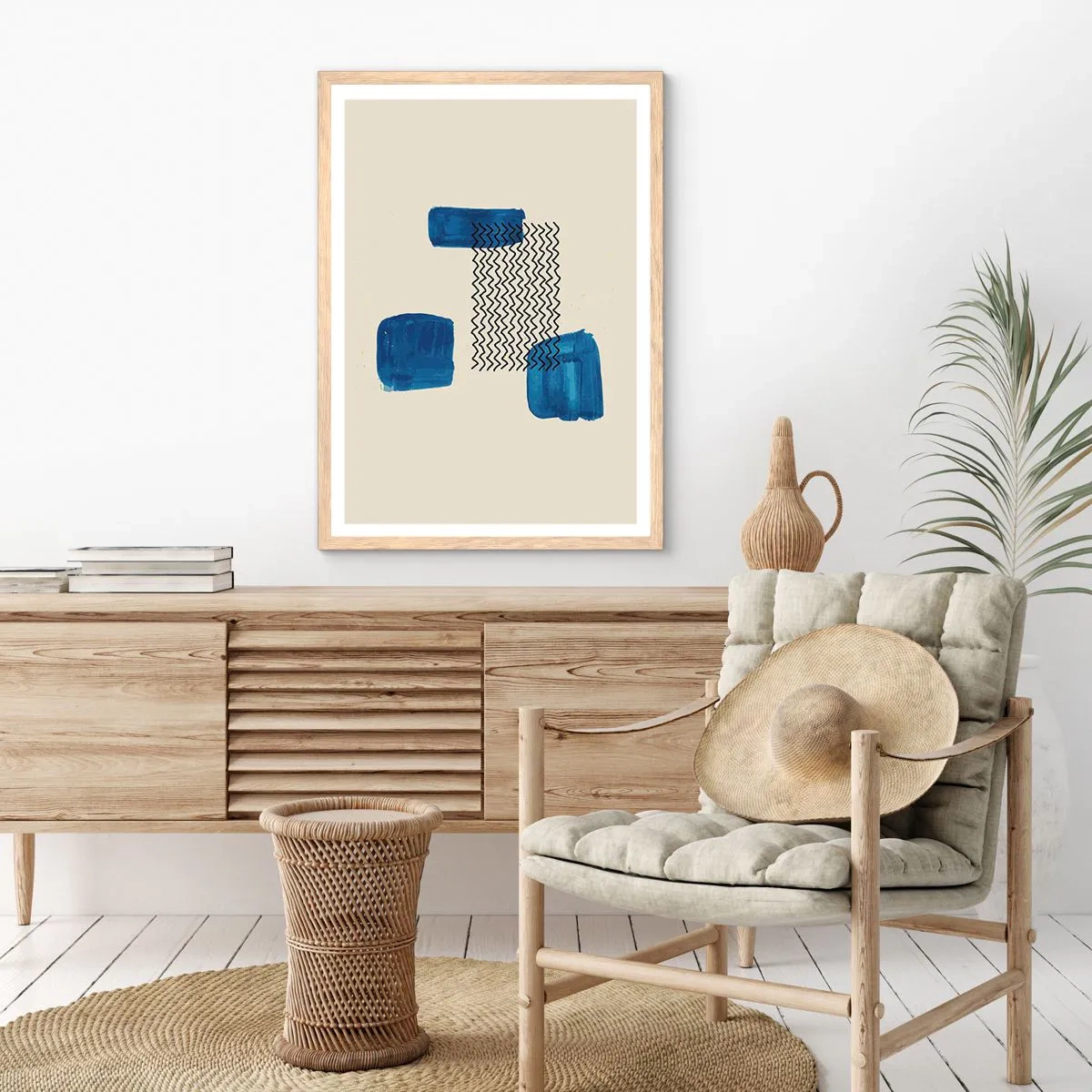 Poszter világos tölgy keretben - Absztrakt kvartett - 61x91 cm