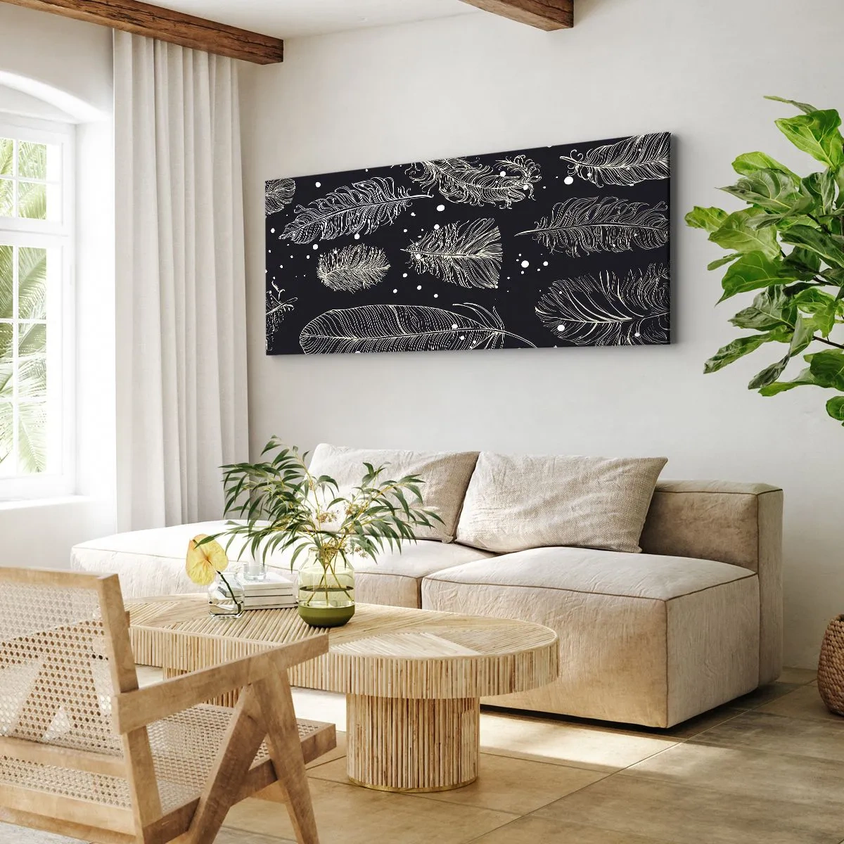 Vászonkép - Tollas csipke - 100x40 cm
