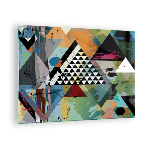Üveg kép - Geometriai formák és színek absztrakt kompozíciója - 70x50cm - Milyen egyszerű - Modern fali dekoráció nappalihoz és hálószobához ARTTOR