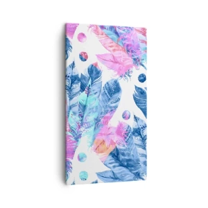 Vászonkép - Rózsaszín és kék tollak - 45x80 cm