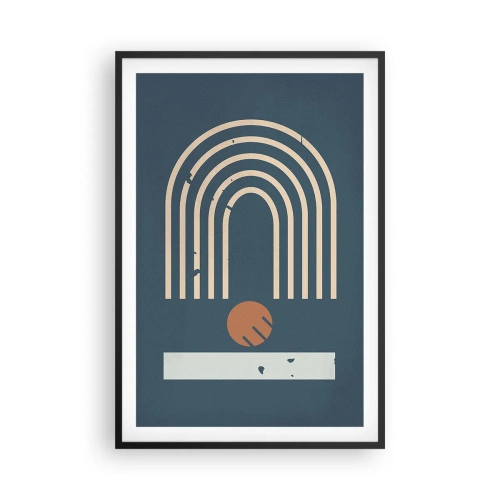Poszter fehér keretben - Geometria sötétkék háttéren - 61x91 cm