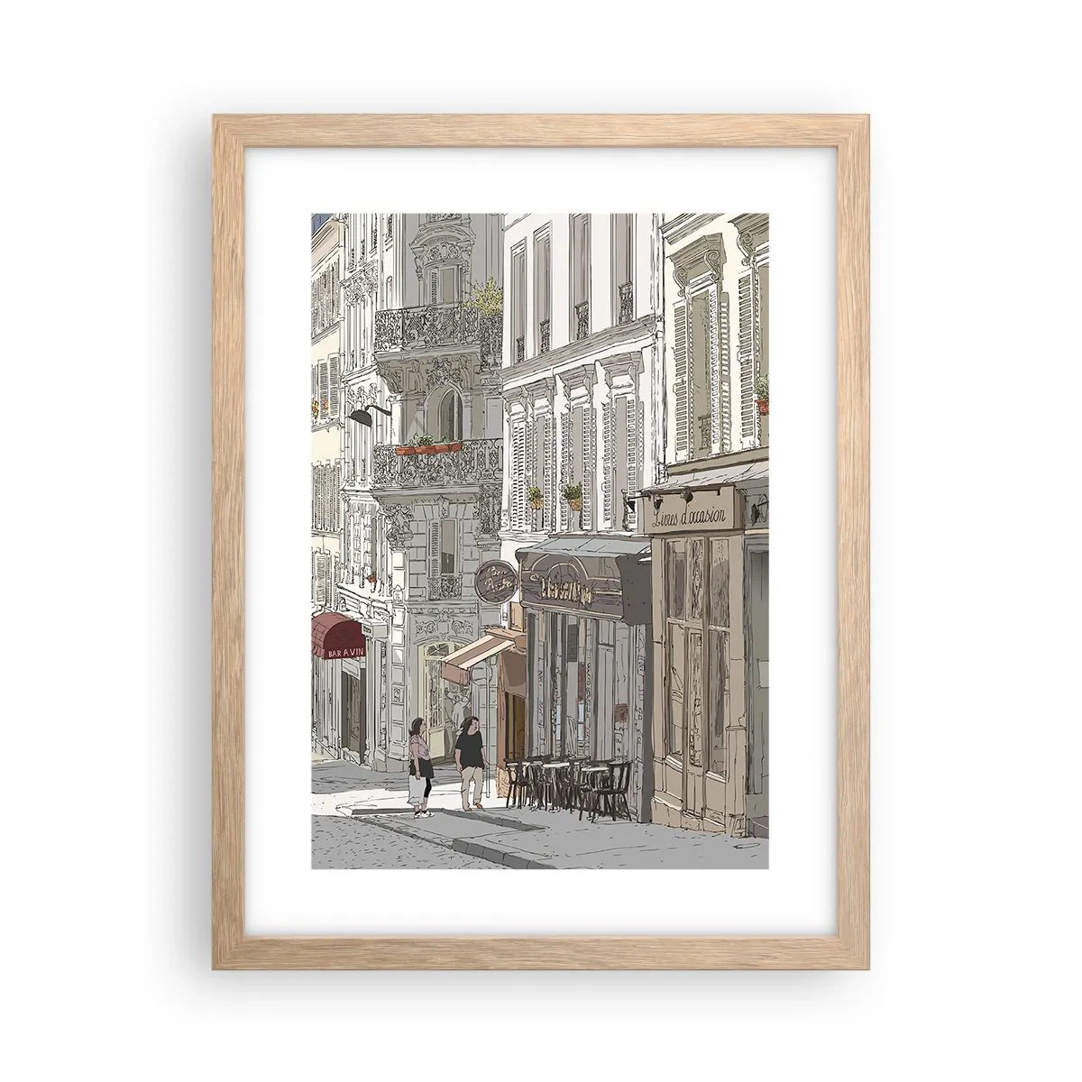 Poszter világos tölgy keretben - Városi örömök - 30x40 cm