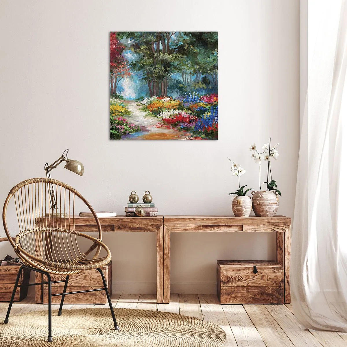Vászonkép - Erdei kert, virágos erdő - 30x30 cm