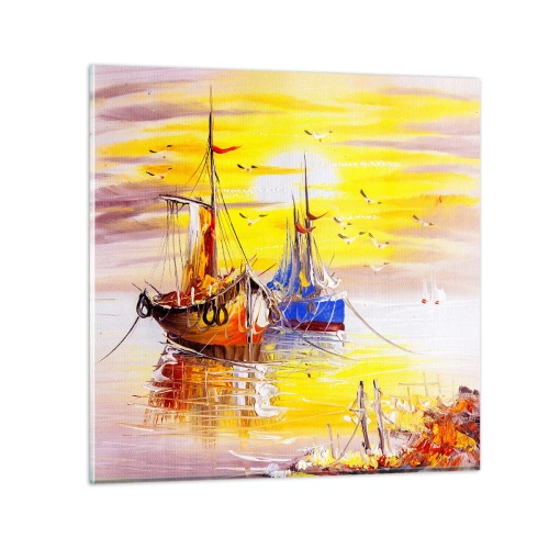 Üveg kép - Megérdemelt pihenés a kikötőben - 30x30 cm