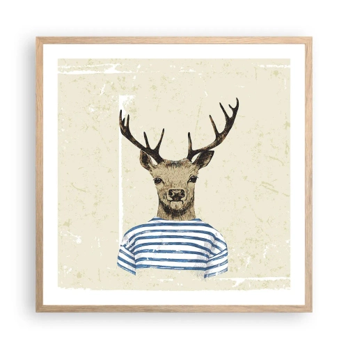 Poszter világos tölgy keretben - Mert szeretem a csíkos pólókat! - 60x60 cm