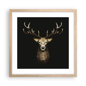 Poszter világos tölgy keretben - Kubista szarvas - 40x40 cm