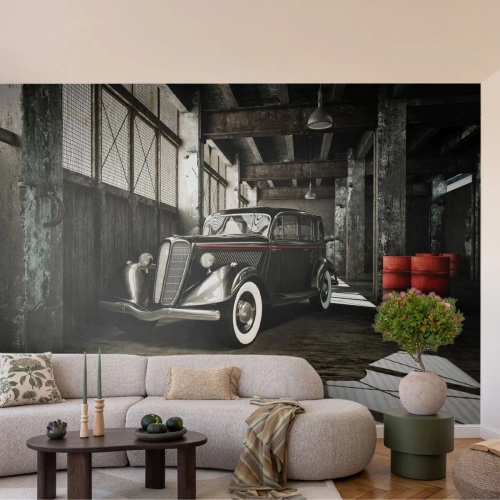 Fotótapéta Premium Canvas - Az 30-as évek örök eleganciája - Autóipari, Retro autó, Gyári raktár - 300x210 cm