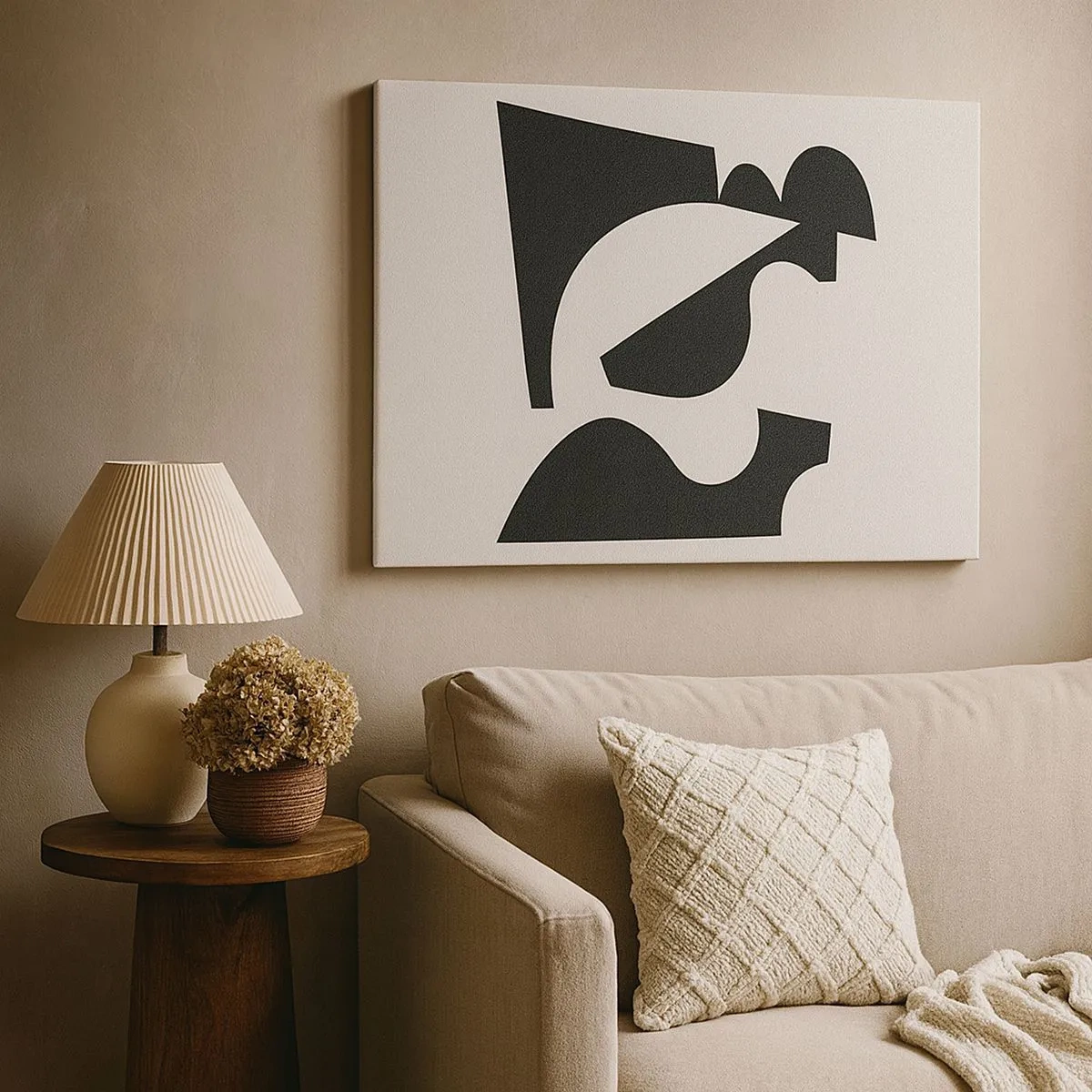 Vászonkép - Absztrakt geometrikus kompozíció fekete-fehérben - 70x50cm - Önálló összeállításra - Modern fali dekoráció nappalihoz és hálószobához ARTTOR