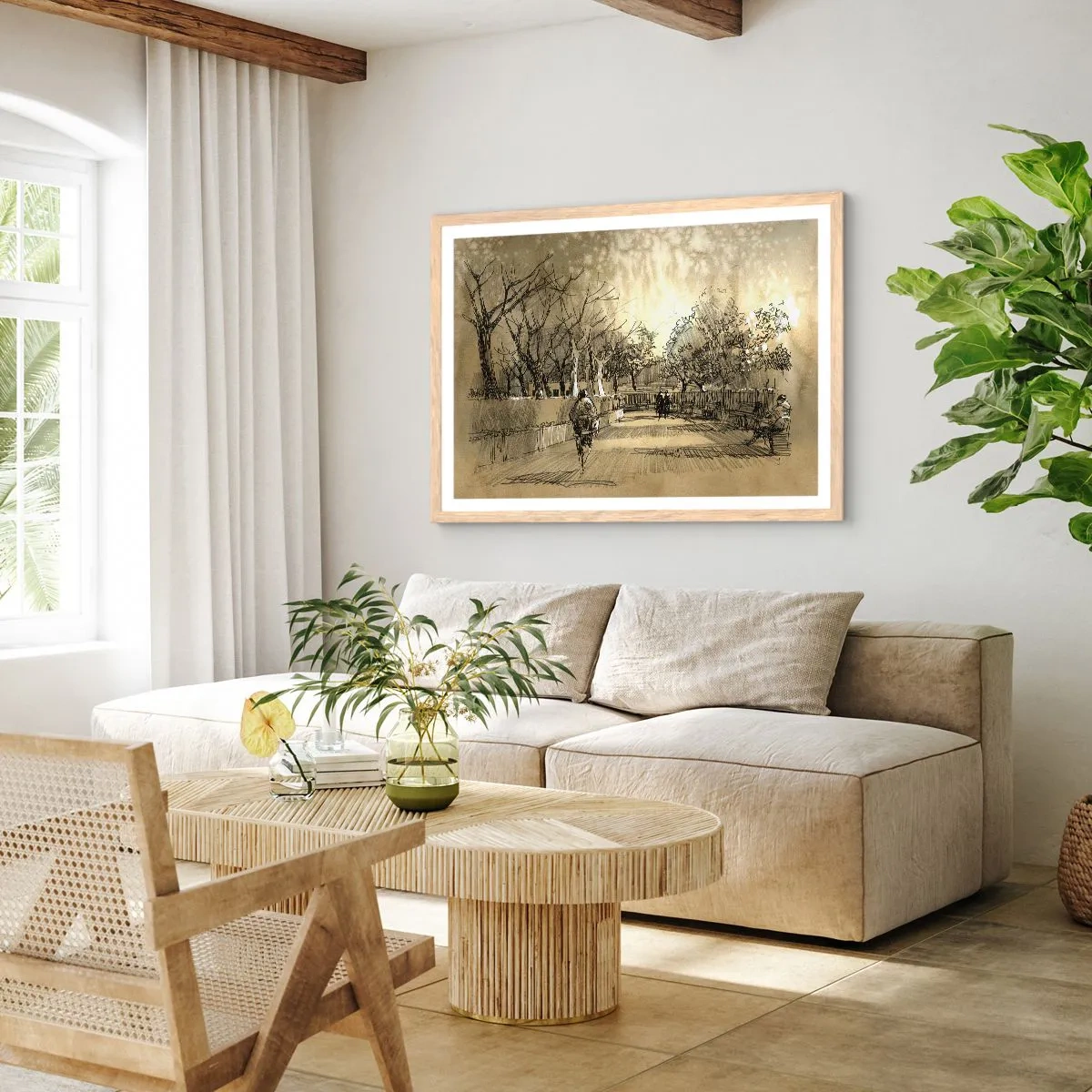 Poszter világos tölgy keretben - Egy tollal megállított pillanat - 50x40 cm