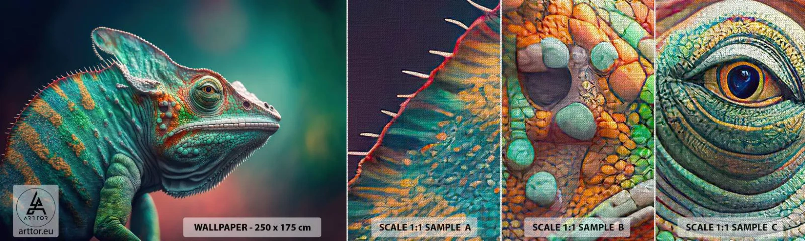 Fotótapéta Minta Premium Canvas - Látsz engem? Nem jó... - Kaméleon, Állatok, Hüllő - 100x30 cm