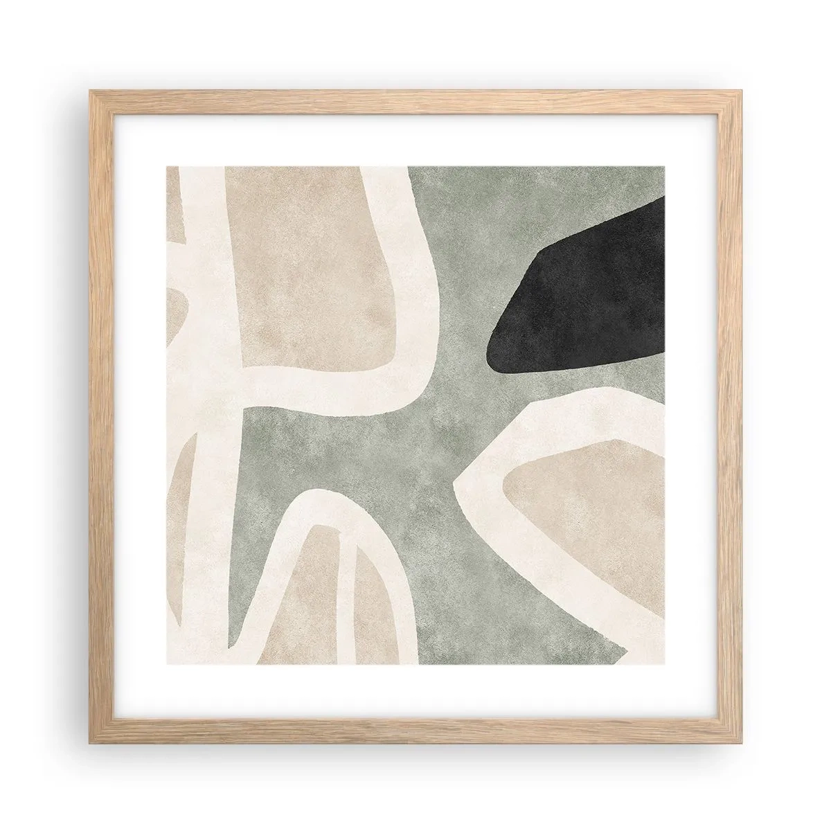 Poszter világos tölgy keretben - Kompozíció fekete témával - 40x40 cm