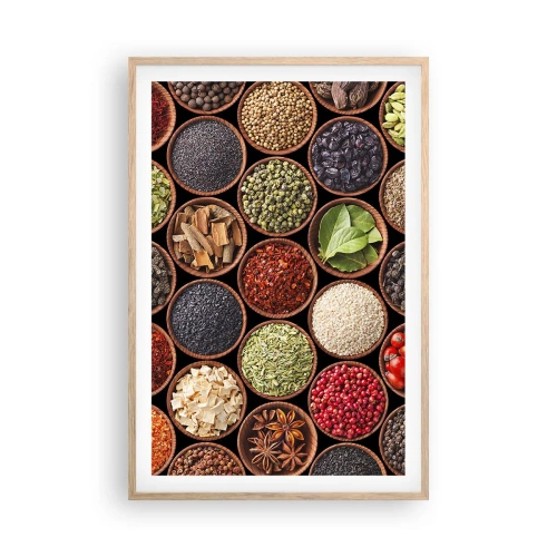 Poszter világos tölgy keretben - A világ összes íze - 61x91 cm