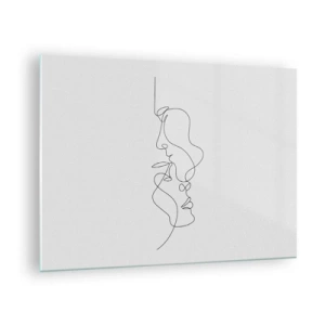 Üveg kép - Két arc finom rajza egyetlen körvonalban - 70x50cm - Gyászos sóvárgás - Modern fali dekoráció nappalihoz és hálószobához ARTTOR