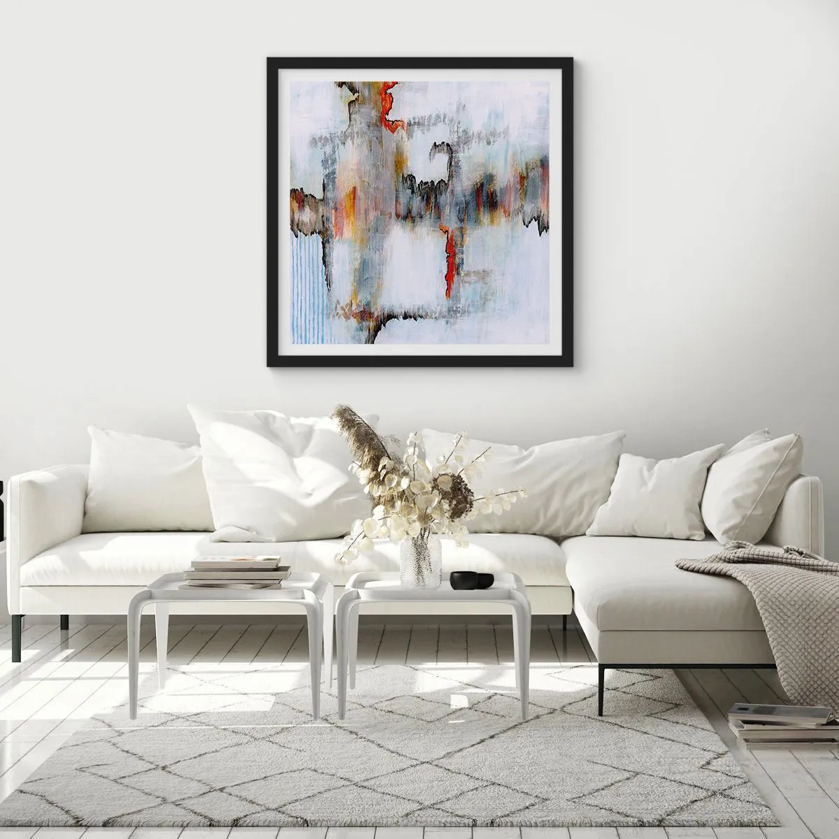 Poszter fehér keretben - Egy bottal a vízen - 40x40 cm