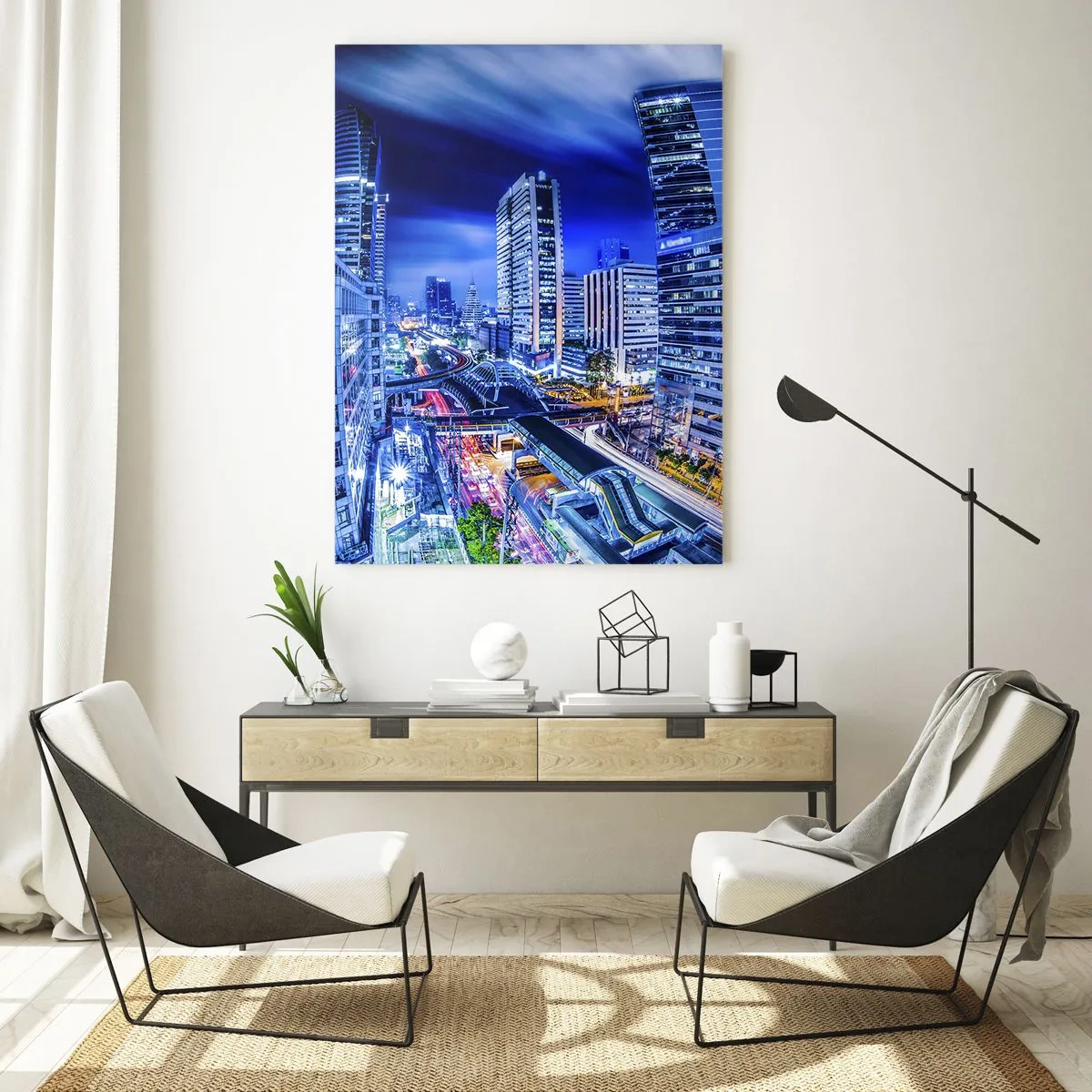 Üveg kép - Az éjszakai város ritmusai - 50x70 cm