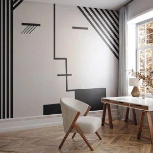 Fotótapéta Premium Canvas - Egyszerűen egy csók - Modern művészet, Fekete és fehér, Arc - 350x256 cm