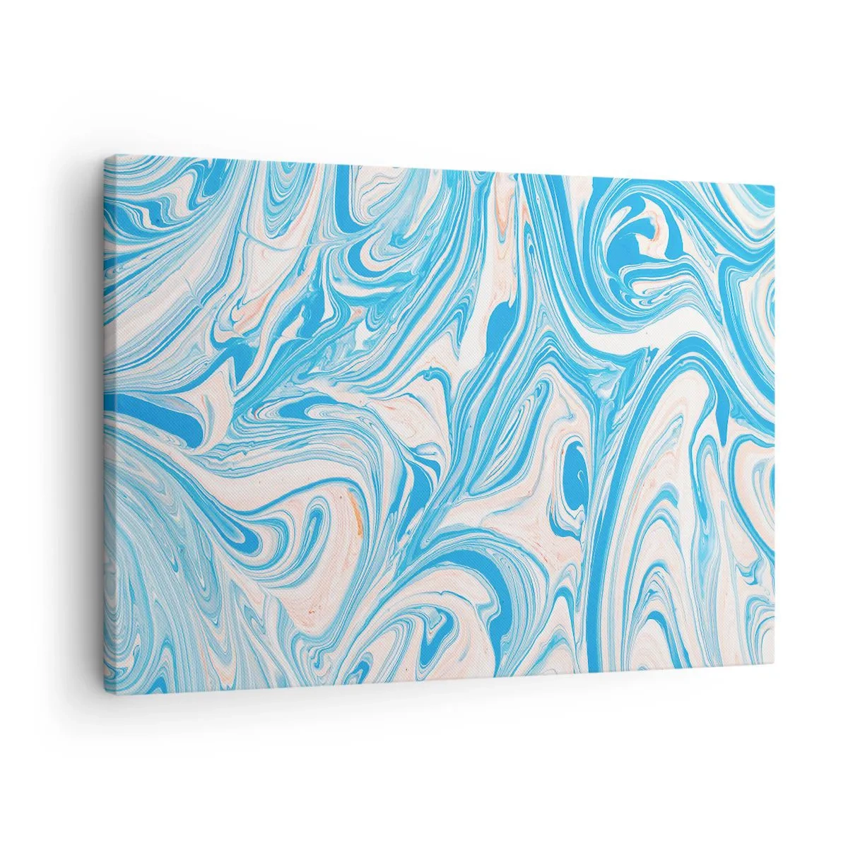 Vászonkép - Absztrakt kék és fehér márvány stílusú örvények - 70x50cm - Mocsár türkizben - Modern fali dekoráció nappalihoz és hálószobához ARTTOR
