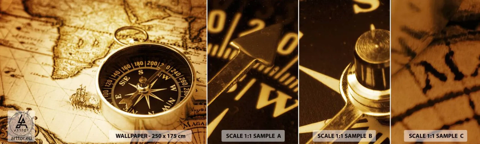 Fotótapéta Minta Standard Eco - Keletre, vagy nyugatra? - Utazások, Világtérképek, Iránytű - 100x30 cm