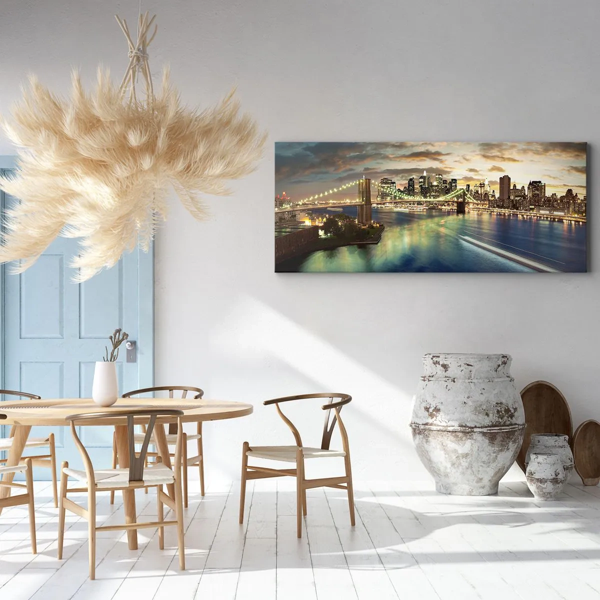 Vászonkép - Fényes este Manhattan felett - 160x50 cm