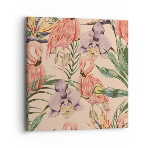 Vászonkép - Rózsaszín balett a virágokban - 40x40 cm