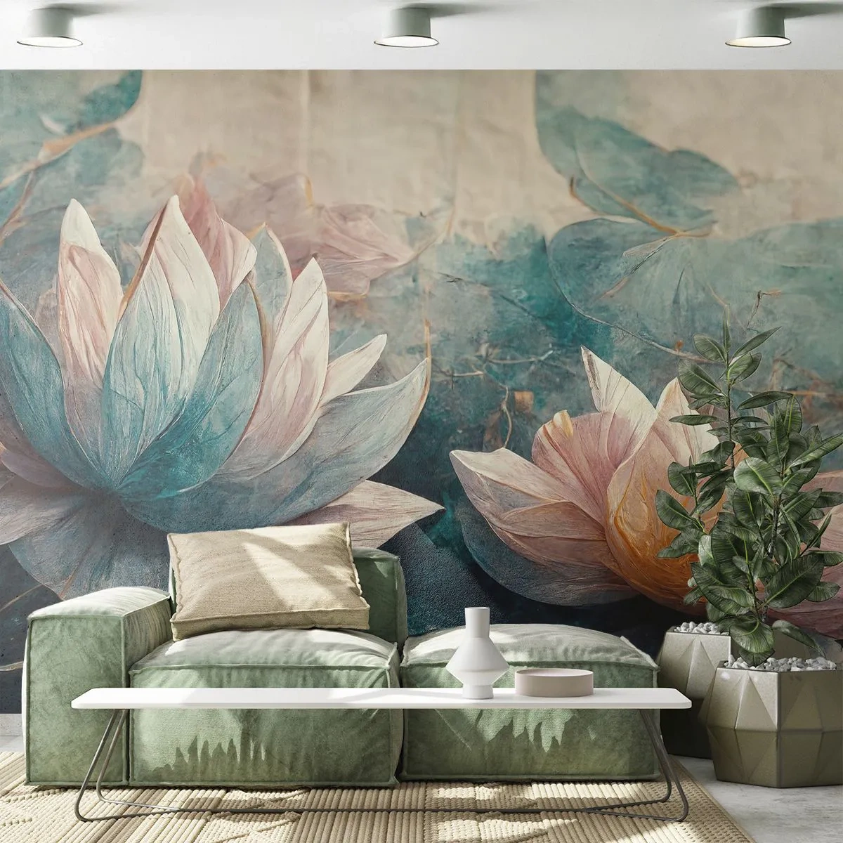 Fotótapéta Premium Canvas - Tavi csillagok - Virágok, Art Deco, Lótusz - 250x175 cm
