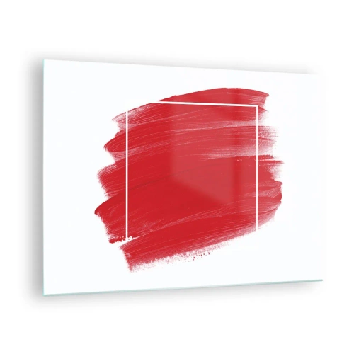 Üveg kép - Absztrakt piros folt fehér kerettel - 70x50cm - A kereten kívül - Modern fali dekoráció nappalihoz és hálószobához ARTTOR