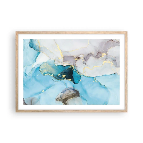 Poszter világos tölgy keretben - Tanulmány a szürke és a türkiz találkozásáról - 70x50 cm