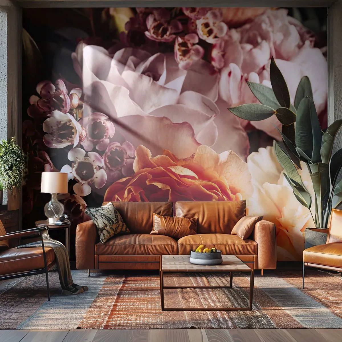 Fotótapéta Premium Canvas - Szépségbe burkolózva - Virágok, Csokor virág, Rózsa - 200x140 cm