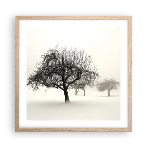 Poszter világos tölgy keretben - Téli álom - 50x50 cm