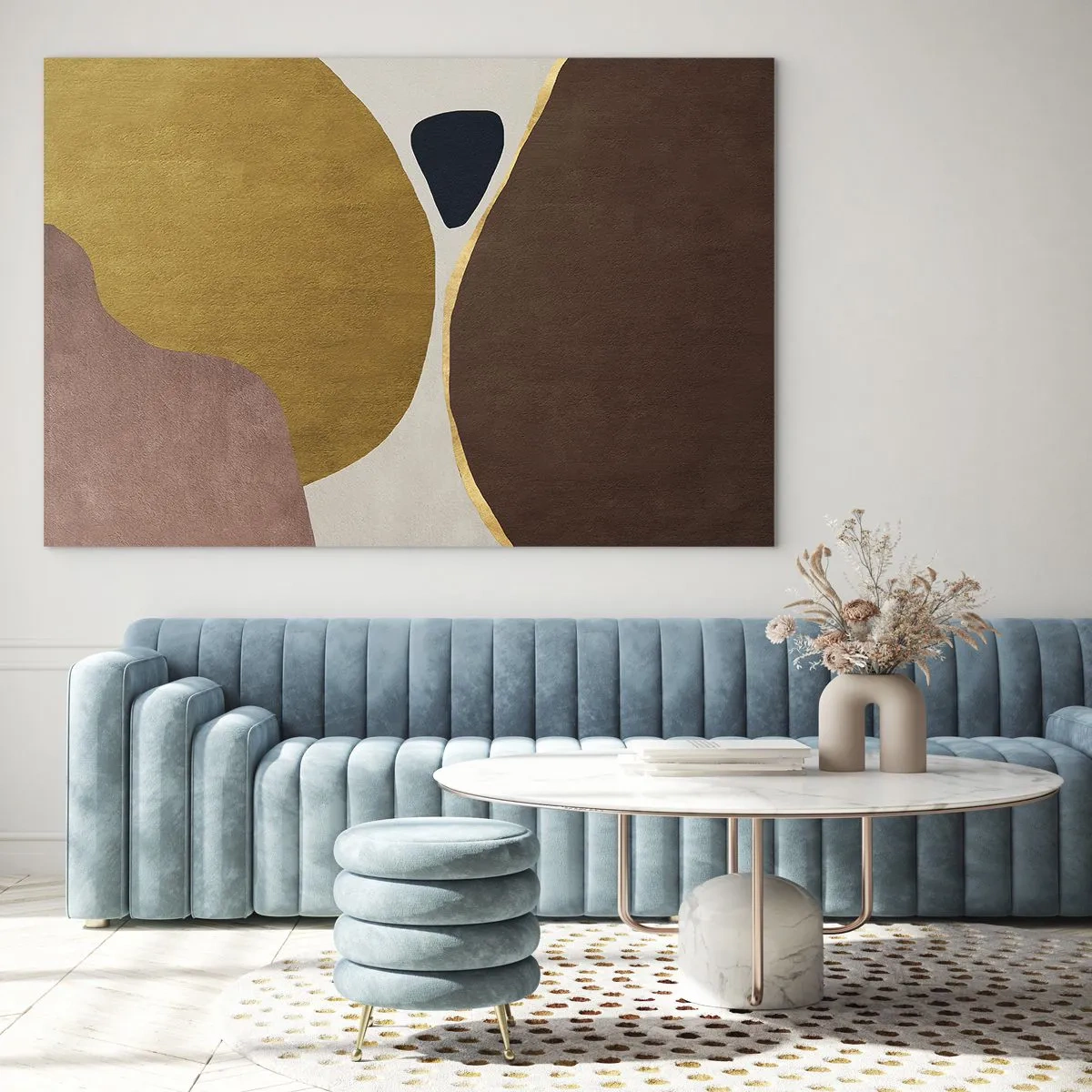 Üveg kép - Absztrakt formák minimalista kompozíciója - 70x50cm - Absztrakció - egy hely a térben - Modern fali dekoráció nappalihoz és hálószobához ARTTOR