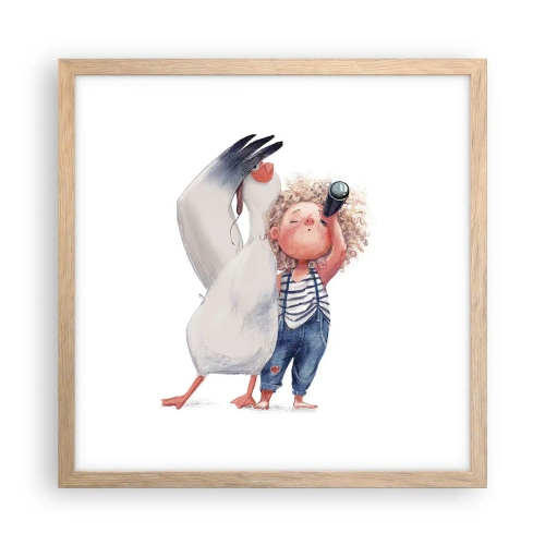 Poszter világos tölgy keretben - Nagy utazási terve - 40x40 cm