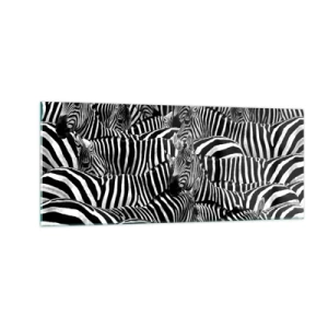 Üveg kép - Csoportos, csíkos portré - 100x40 cm