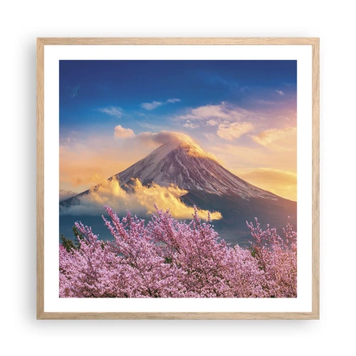 Poszter világos tölgy keretben - Japán szentség - 60x60 cm