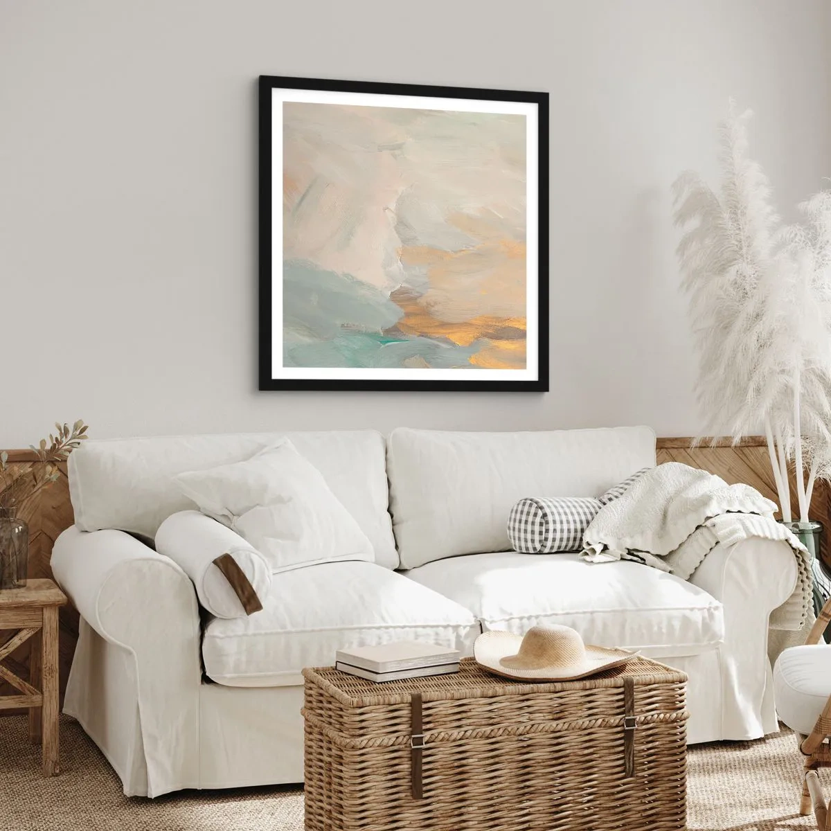 Poszter fehér keretben - Absztrakció - a szelídség földje - 60x60 cm