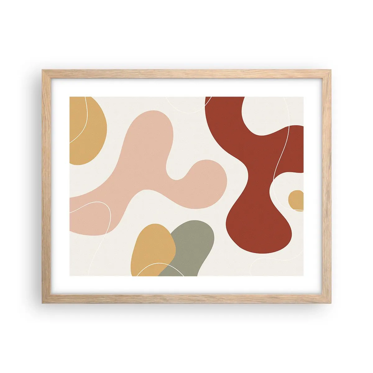 Poszter világos tölgy keretben - Pöttyök vagy hullámok? - 50x40 cm